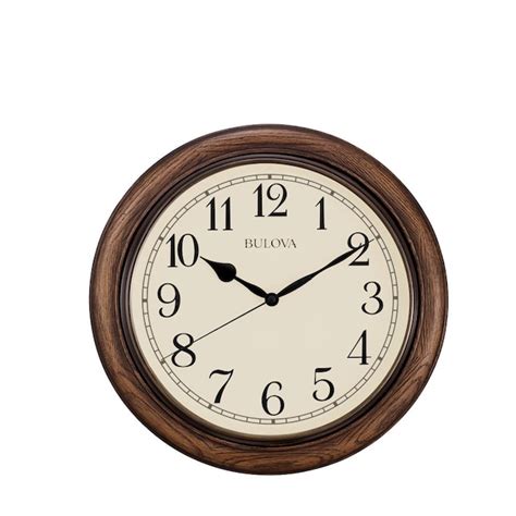 Bulova Oakbrook 16 In Round Brown Wood Indoor Wall Clock Silent