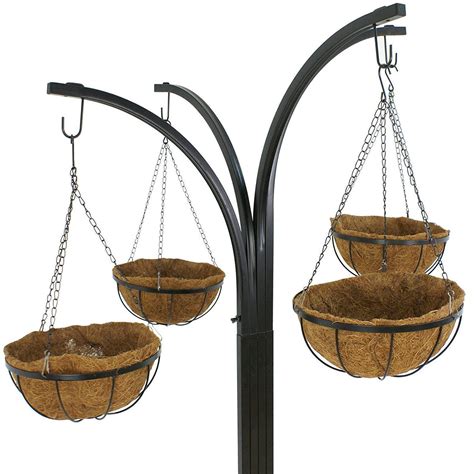 Zeny Yard Arm Tree W 4 Hanging Baskets Hanging Garden System Zeny