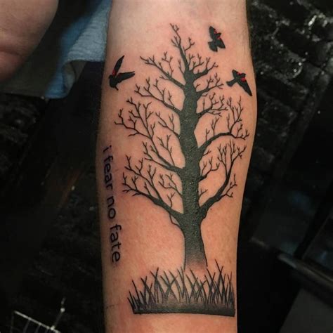 Illustrative Style Leafless Tree Tattoo Located On The