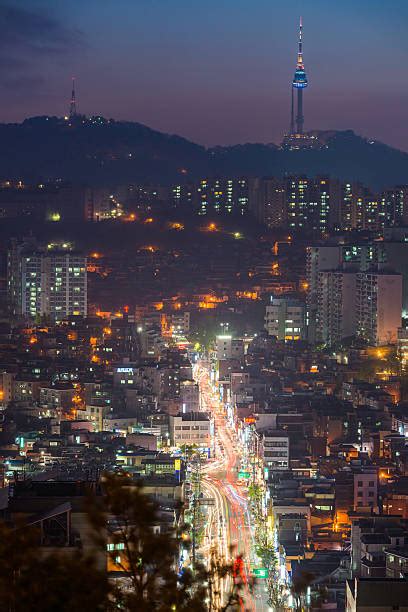 Best Seoul Neon Night Cityscape Lights Illuminated Skyscrapers Panorama