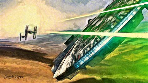 Star Wars Millennium Falcon Da Digital Art By Leonardo Digenio Fine