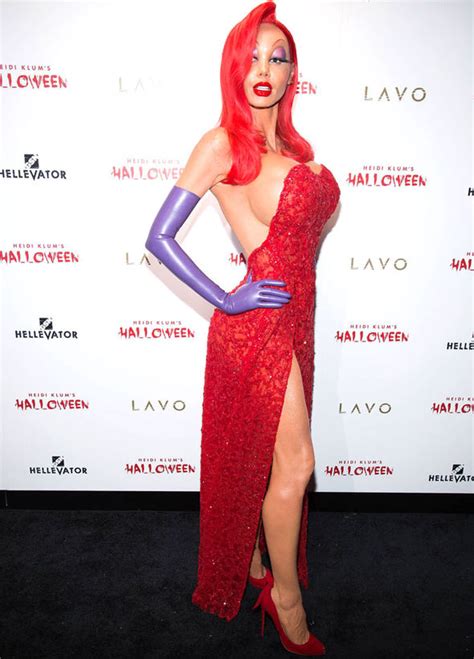 Heidi klum reveals everything you want to know about her wild jessica rabbit halloween costume. Heidi Klum flaunts enormous fake bust as she transforms ...