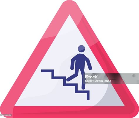 Downstairs Red Triangle Concept Downward Staircase Vector Icon Design