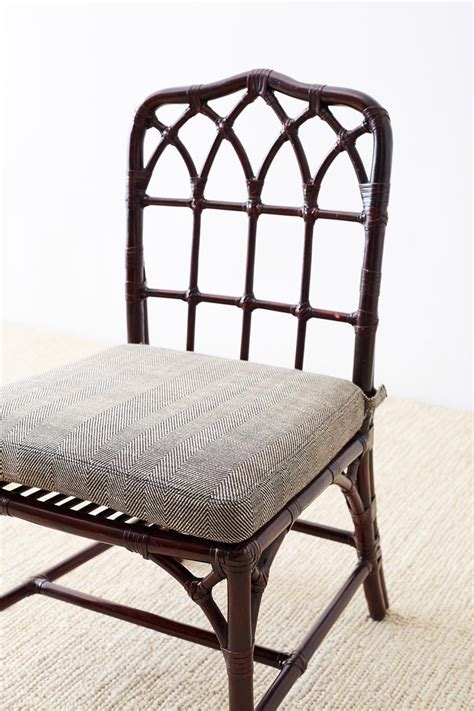 Vintage mcguire bamboo & rattan dining room set 8 chairs. Set of Four McGuire Lacquered Bamboo Dining Chairs For ...