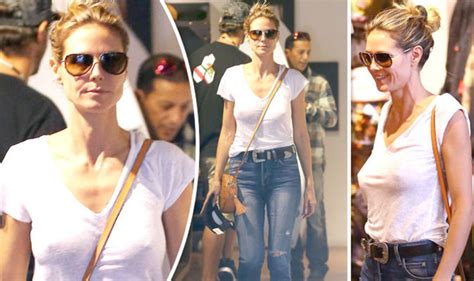 Heidi Klum Flashes Nipples As She Goes Braless In Tight Top For