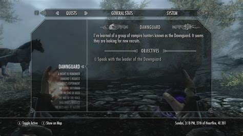 It involves being recruited into an order of vampire hunters, known as the dawnguard. How To: Find The Dawnguard Quest in Skyrim - PanicGamer.com