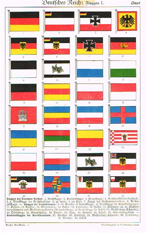 Brockhaus Lexicon Deutsches Reich Flaggen Chromo 1913