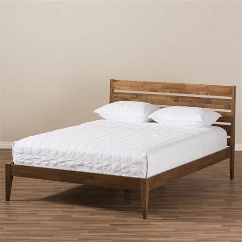 Gray and beige, and is crafted from solid rubberwood. Elmdon Mid - Century Modern Solid Wood Slatted Headboard Style Platform Bed - Full - Brown ...