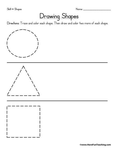 There are worksheets which initiate children to the concept using colorful pictures of objects like toys and fruits or shapes that are cancelled out to show different subtraction scenarios. Drawing Circle, Triangle, Square Shapes Worksheet • Have Fun Teaching