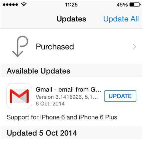 Gmail Pi Update For Iphone 6 And 6 Plus