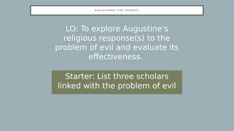 Eduqas A Level Rs Augustines Theodicy Teaching Resources
