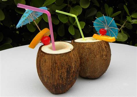 Hawaiian Coconut Cup Glass And Straw Cocktail Fun Other Accessories Fashion