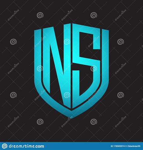 Ns Logo Monogram With Emblem Shield Design Isolated With Blue Colors On