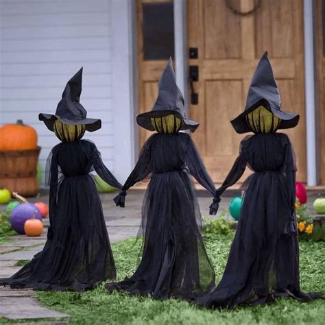 buy halloween visiting luminous witches holding hands outdoor halloween decoration light up