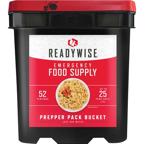 The 5 gal.stackable buckets make wise emergency food storage a snap and the portioned mylar pouches are lightweight and easy to transport since the foods are freeze dried. Wise Emergency Food Grab And Go Prepper Pack, 52 Servings ...
