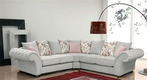 Light Grey Corner Sofa Cushioned Seat Living Room Home Furniture Design