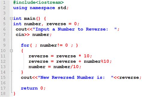 Reverse a Number in C++ Program Code ~ C++ Programming Tutorial for ...