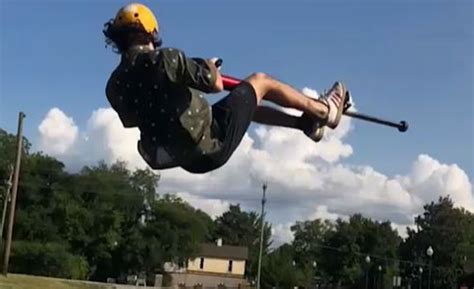 An Athlete Has Mastered The Sport Of Extreme Pogo Watch His
