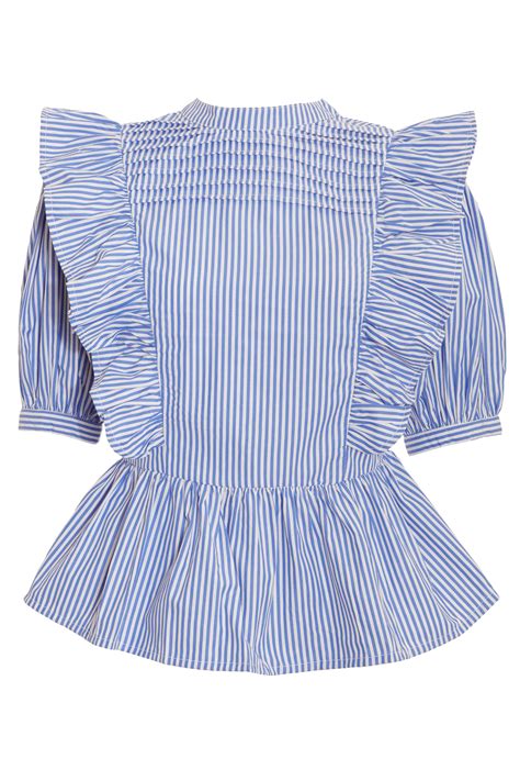 Blue And White Stripe Peplum Top Quiz Clothing