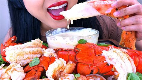Asmr King Crab Seafood Boil With Garlic Lemon Cream Sauce Asmr Phan
