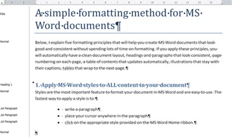 A Simple Method For Formatting Microsoft Word Documents