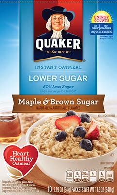 Not all oatmeal packets will treat your waistline equally. Product: Hot Cereals - Quaker Lower Sugar Instant Oatmeal ...