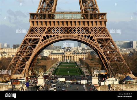 Closeup View On The First Floor Of The Eiffel Tower Paris France