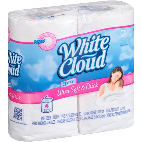 White Cloud Ultra Soft Thick Bath Tissue Double Rolls 176 3 Ply