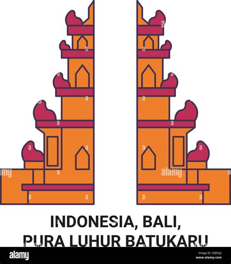 Indonesia Bali Pura Luhur Batukaru Travel Landmark Vector Illustration Stock Vector Image