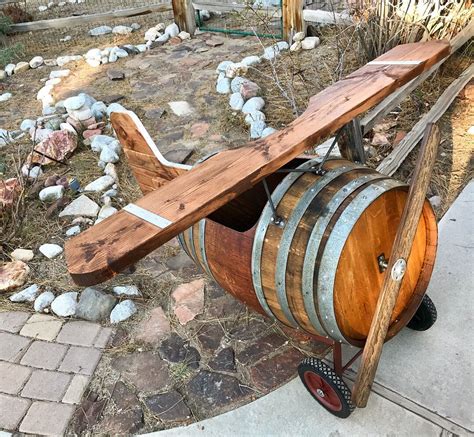 Wine Barrel Airplane Etsy Wine Barrel Crafts Whiskey Barrel