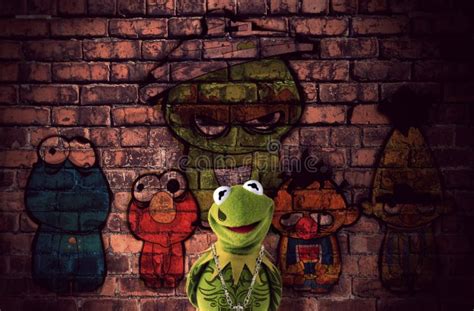 Kermit Tattoos Graffiti Sesame Treet Brick Wall Gangster Cool Frog