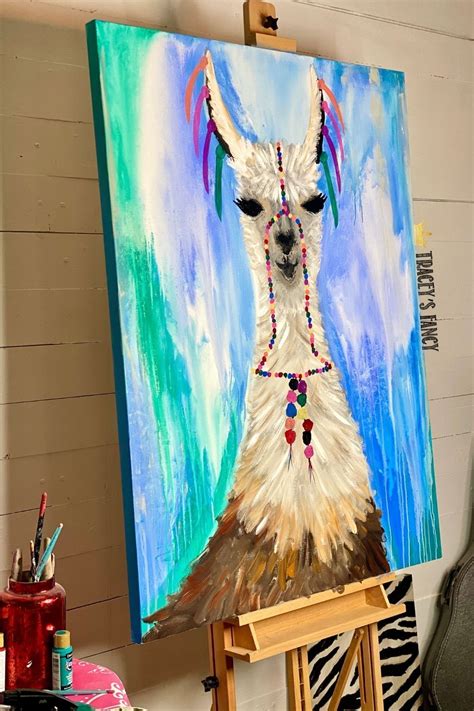 Llama Canvas Painting For A Tween Girls Bedroom Traceys Fancy