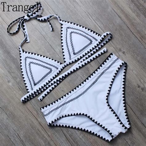 Trangel 2018 Women Sexy Low Waist Bikini Brazilian Bikini Halter Swimwear Knitting Bikini Set