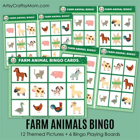 Printable Farm Animal Themed Bingo Artsy Craftsy Mom
