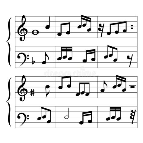 Set Of Music Notes On A White Background Vector Illustration Stock