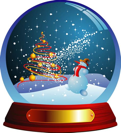 Vector Snow Globe With A Christmas Tree And Snowma Stock Vector
