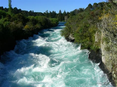 Huka Falls In New Zealand River River Kayaking Water