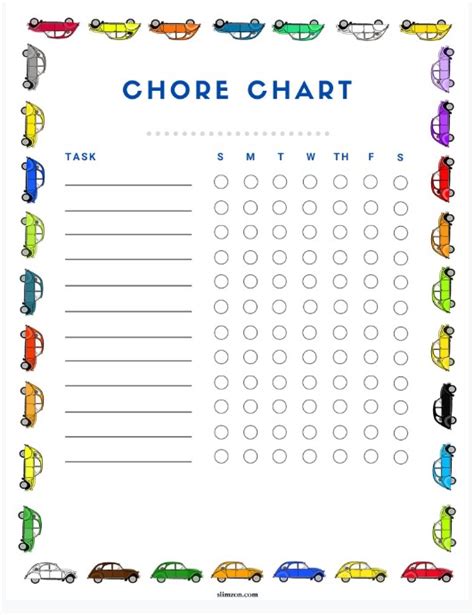 Free Printable Blank Weekly Chore Chart For Children