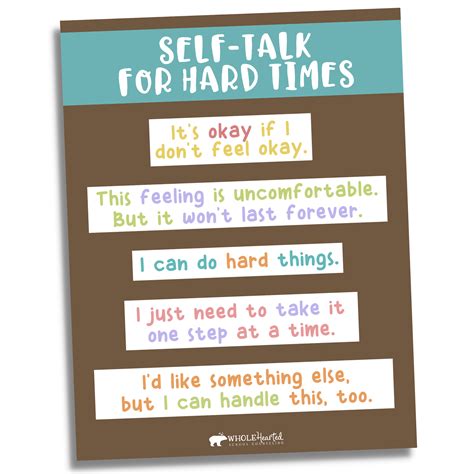 Free Poster Positive Self Talk Coping Statements Wholehearted School