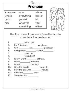 pronouns worksheet  english unite pronoun worksheets parts