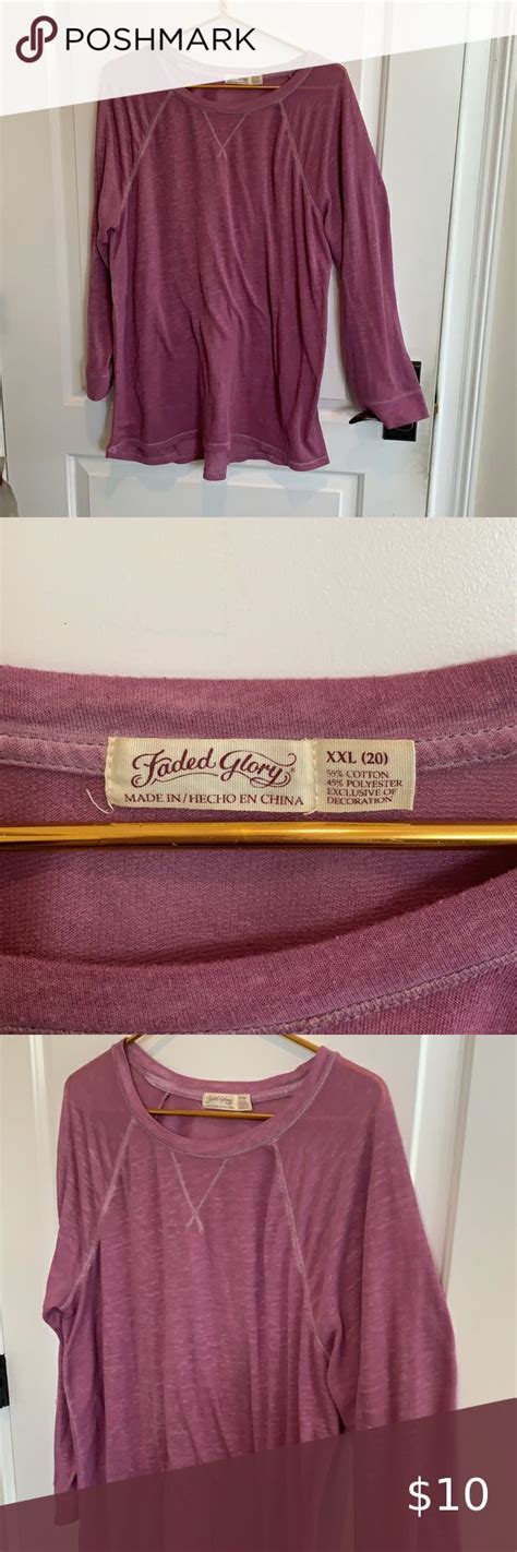 Faded Glory Plum Long Sleeve Top Size Xxl Faded Glory Plum Long