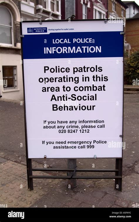 Metropolitan Police Sign Warning Of Police Presence In Area To Combat