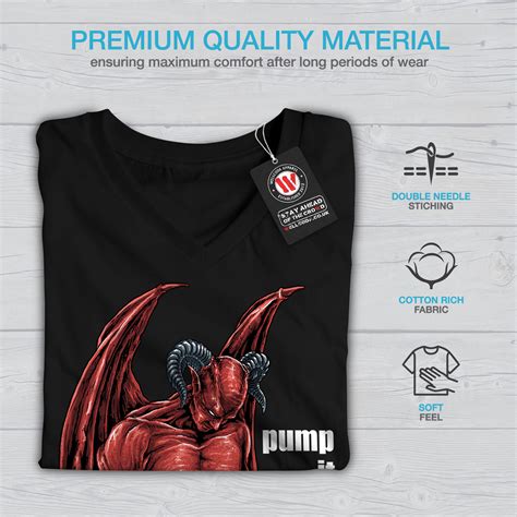 Wellcoda Gym Devil Satan Horror Womens V Neck T Shirt Graphic Design