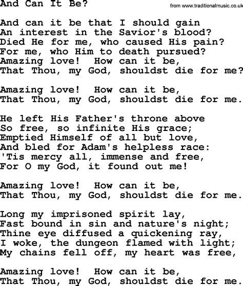 Baptist Hymnal Christian Song And Can It Be Lyrics With Pdf For Printing