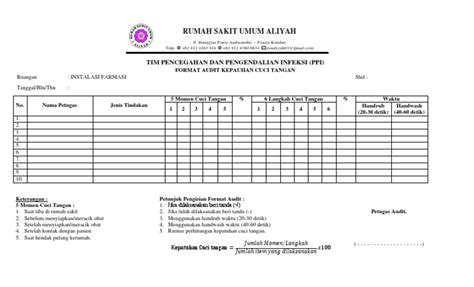 Form Audit Cuci Tangan Instalasi Farmasi