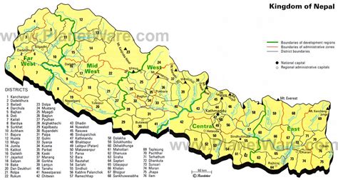Népal Régions Carte