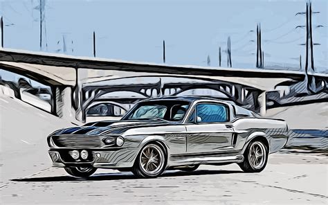 Ford Shelby Mustang Gt Eleanor Vector Art Cars Abstract