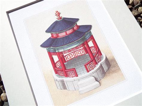Chinoiserie Pagoda Architectural Drawing 2 By Paperwords11 On Etsy