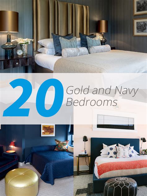 Checkou tonse of inspirations for rose gold bedroom decorations that will amaze you! 20 Beautiful Bedroom Designs with Gold and Navy Accents ...