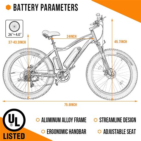 Ecotric Electric Bike Fat Tire Adults 500w Bicycle 26 Ebike 36v